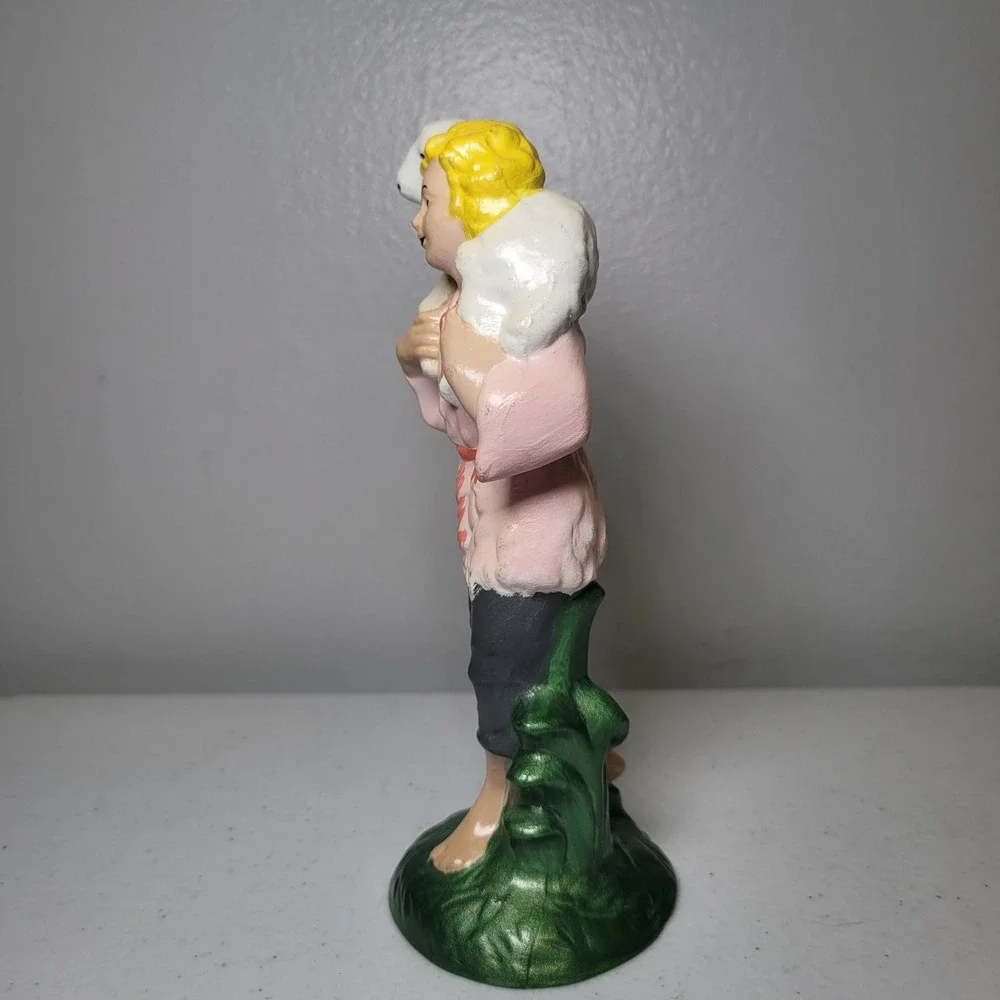 Pacific Mold Vintage Ceramic Nativity Piece Shepherd Girl‎ with Lamb 7 Inch